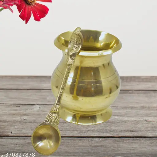 Embellished Pooja Lota, Spoon, and Panch Patra Charnamrit