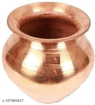 NAVYAKSH Combo of Copper Puja Thali, Lota Kalash and Kubber Deepak for Diwali Pooja Items (Pack of 3)
