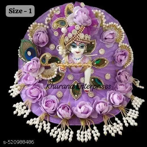 (SIZE = 1) 1PC , NEW FANCY LAVENDER FLOWER DESIGNER DRESS WITH PAGDI OF LADDU GOPAL JI , KRISHNA JI , KANHA JI , BAL GOPAL JI FOR FESTIVAL , SPECIAL OCASSION , JANAMASTHMI