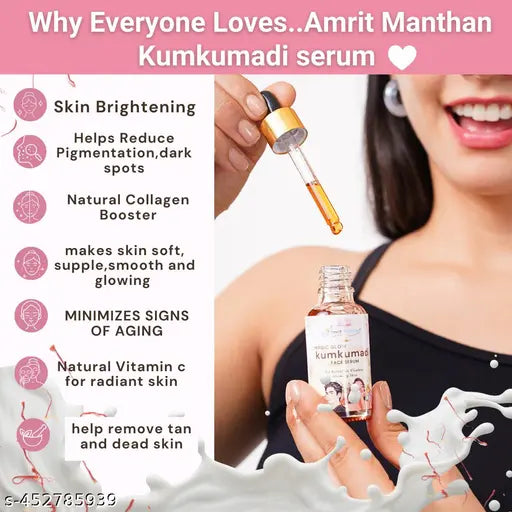 Amrit Manthan  Kumkumadi Magic Glow Face Serum for youthful bright skin| 100% natural time tasted formula | | Reduces Pigmentation, Blemishes & Acne Marks | Dermatologically Tested & Fragrance Free | 30ml