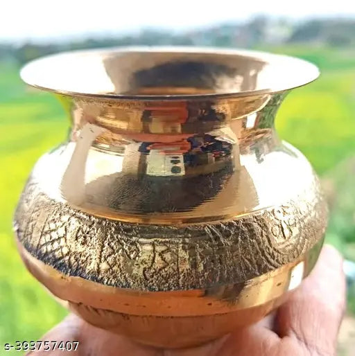 Kalash Brass Pot/Lota Pooja Items Indian Lota Traditional Drinkware Water Pitcher Decorations for Pooja, Traditional Rituals, Religious Purpose, Karva-chauth Pooja