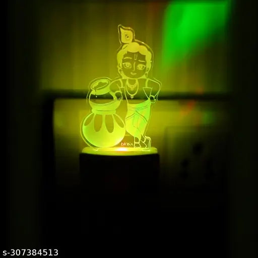 Diona Night Lamp Krishna 3D Illusion LED Multo Color Changing Night Light Birthday, Anniversary, Festival Gift
