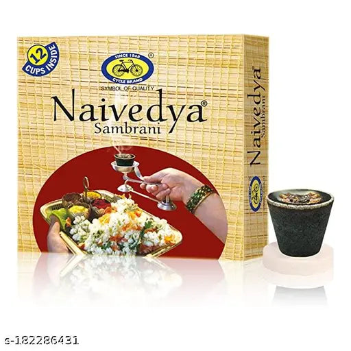 Cycle Naivedya Cup Sambrani (Dhoop /Loban / Guggal) for Daily Puja. Traditional Devotional Fragrance. 4 Packs with 12 Cups in each
