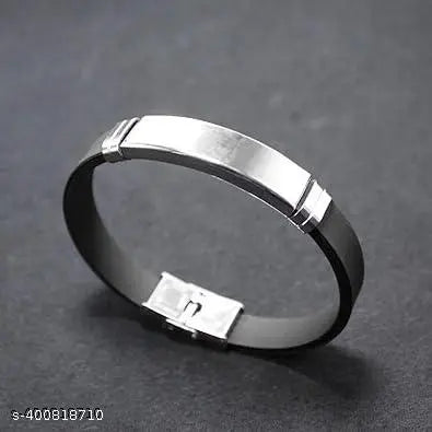 Black Silver Gold Stainless Steel Silicon Wrist Band Customized Personalised Letter Engraved ID Bracelet Men