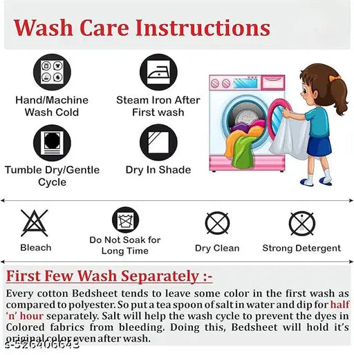 180 tc Cotton Double bed bedsheet Combo of 1 Bedsheet and 2 pillow cover || Multi