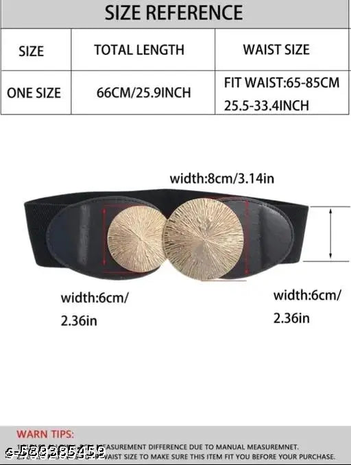 Debelt High Quality Elastic Stretchable With Textured Round Buckle Belt For Women