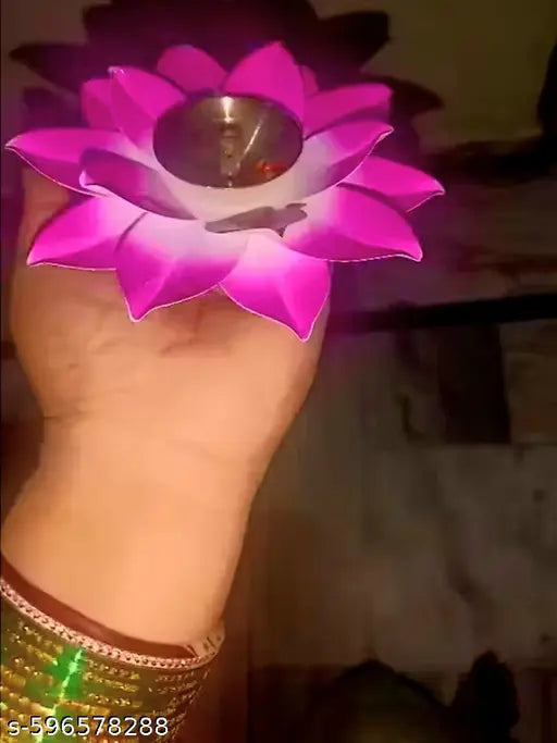 Pure Brass Lotus Diya Jot Deepak(Diya) Pooja Oil Lamp for Home Decoration and Diwali Gifting ( Pink )