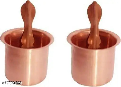Copper Set of Panchpatra & Pali (Achmani) (Pack of 2) Copper (Brown) Brand: Fellix