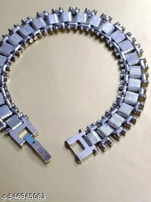 ISUBUCCI Royal & Classy Men Silver & Golden Plated Chain Hand Bracelet For Men & Boys