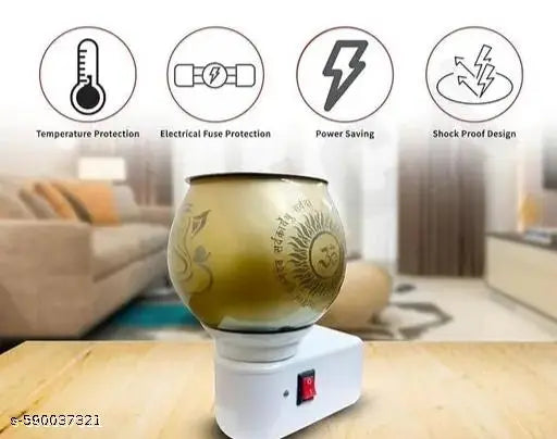 Trendy Ganesh Kapoordani , Kapurdani , Night Lamp With Kapoordani , Incence Holder , Dupdani , Bukhurdani ,Electric Ceramic Kapoor Dani Stand Kapur Incense Burner Oil Diffuser Cum Night Lamp With Switch For Mandir Gift Pack Of 1