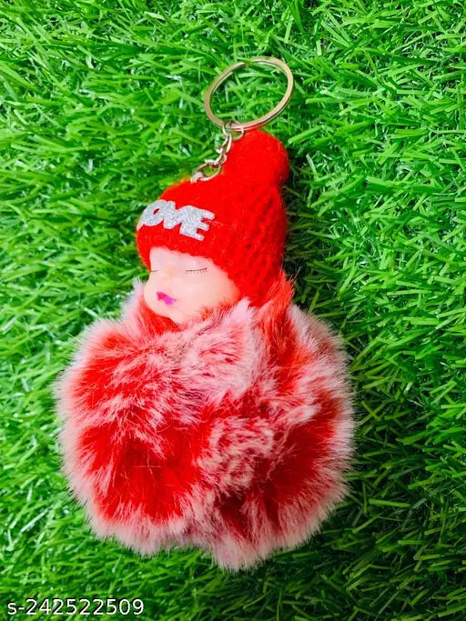 Trendy Women Multi Color Furr Doll Keychain (Pack-2)