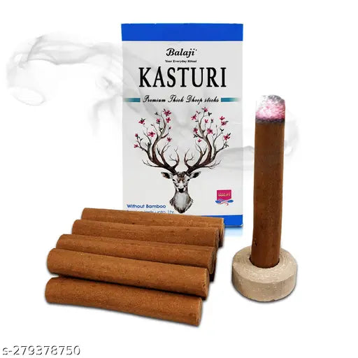 Airtick Box Pack of 2 (10 Sticks Per Box) Kasturi Premium Thick Dhoop Incense Sticks for Aroma & Smoke, Extra Freshness, Home Temple Worship, Purification, Atmosphere Positive Energy, Havan Poojan, Aarti
