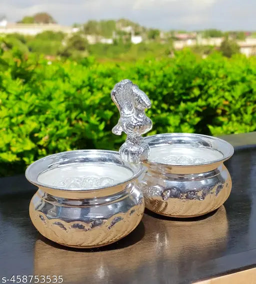 Sigaram Brass 4x3 Inch 2 Cup Panchwala Kum kum Bharani For Home Pooja Decore K4574