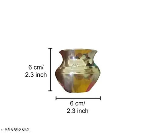 Decorative Brass Small Kalash for Pooja | Piital ke Golden Lota Puja Accessories, Temple - 6 cm