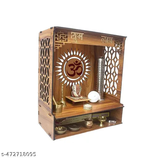 Mangal beautiful 17 inches height wooden pooja temple for home and office | Pooja mandir for home and office (17 Inches height)