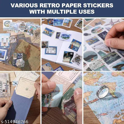 World Travel Scrapbook Kit A6 Grid Notebook Stationery Junk Journal Kit Scrapbooking Supplies Kit Craft DIY Gift for Adult Teen Girl