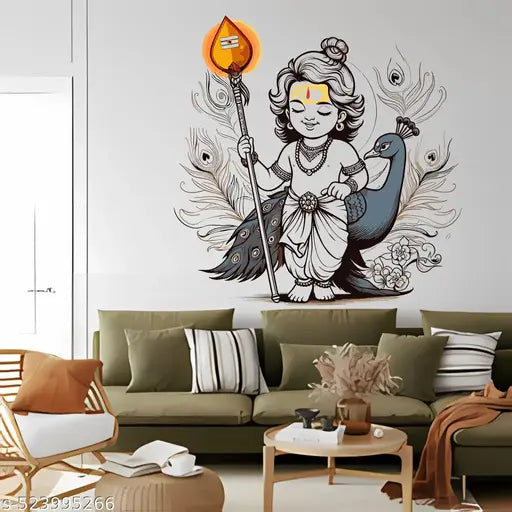 WallBirds Cute krishna stickers for wall and Livingroom