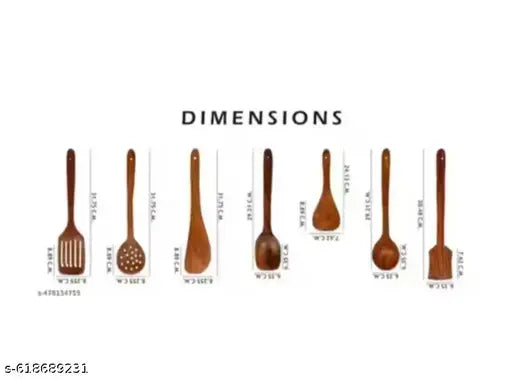 Without Holder  7 Piece Premium Sheesham Wood Cooking Spoon Set | Handmade Wooden Utensil Set for Kitchen | Non-Stick Safe | By ANABIYAHANDICRAFTS