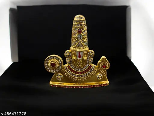 God perumal / Balaji multi stone golden metal idol for car dashboard