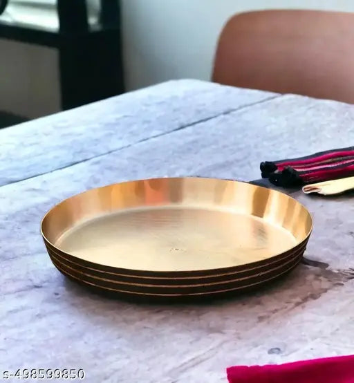 Timeking Bronze Dinner Thali/Kansa Handmade thali for Dinner 12 Inch Weight 750g