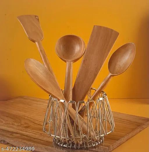 Z R HANDICRAFT Neem Wood d  Kitchen Tools set of (3)en Flip/Spatula/Ladle For Cooking spoon