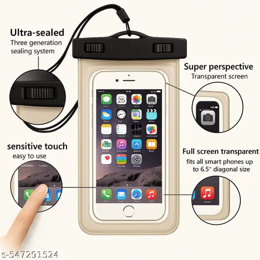 Pack of 4 Waterproof Mobile Pouch Cover – Multicolor | Dust Resistant | Universal Size | With Neck Strap
