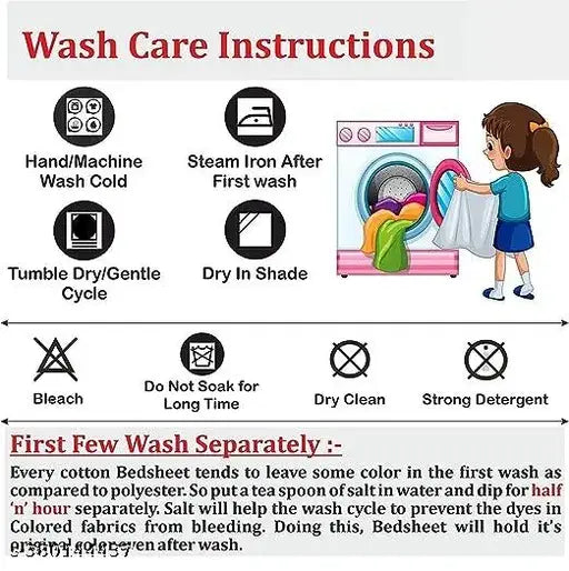 180 tc Cotton Double bed bedsheet Combo of 1 Bedsheet and 2 pillow cover || Multi