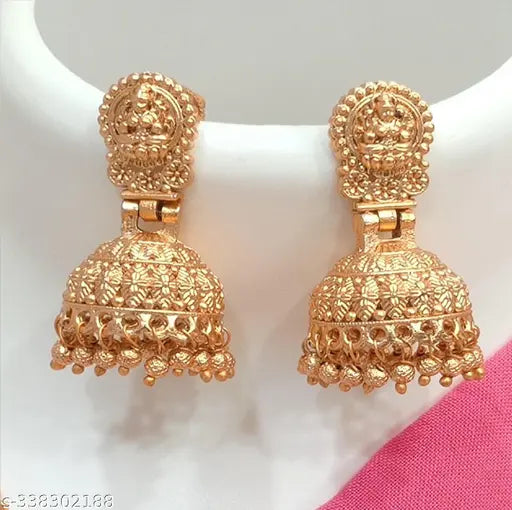 Joyful jewel art Traditional Gold plated temple necklace set II Traditional Antique Gold Plated Temple Jewellery  II  Traditional Lakshmi Goddess Temple Jewellry With Traditional Jhumki Earring's II Traditional Jewellry Set II