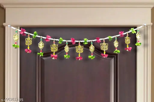 SND Craft Handmade Colorful Ganesh and Kalash Flower Wall and Door Hangings toran for Home /Wedding Decoration | Diwali Festive Decoration Temple, Pooja Room Decoration | Festival Decoration toran for Home | Pack of 1.