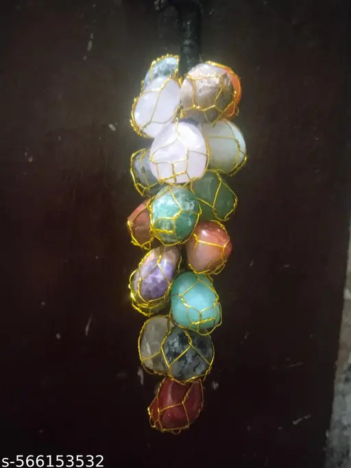 Galavant Natural Rough Tumble Chunks Vaastu Correction | Vaastu Door for Hanging Protection from Negative Energy Crystal Door Hanging, Car Hanging (7 Chakra)