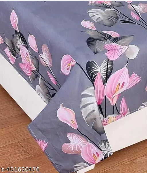 Glace-Cotton Bedsheet For Double Bed With 2 Pillow Covers