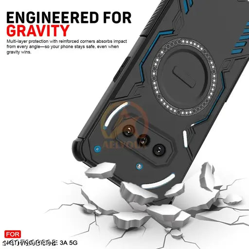 AELVOUX Back Case Cover for Nothing Phone 3A 5G | Magnetic Case with Built-in Metal Ring | Supports MagSafe Charger, Wallet & Car Mount | ShockProof Hybrid (PC + TPU, Black)