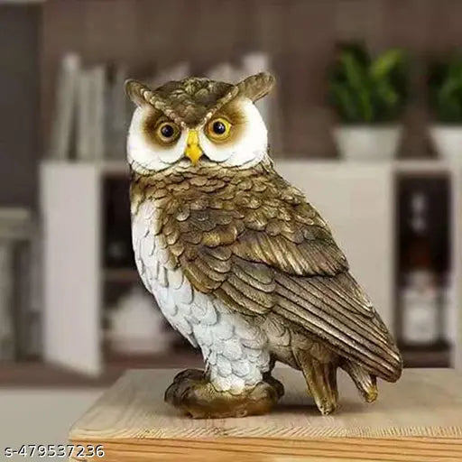 Brown Owl Figurine Resin Owl Animal Model Statue Home Office Display Owl Figure Desktop Tv Cabinet Miniature Animal Figurine Ornament Decor Money Attracter