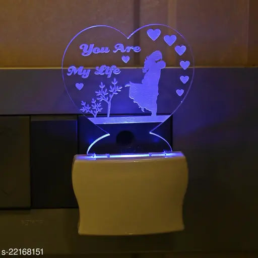 Afast 3D Illusion The Sweet Couple With You Are My Life Multi Colour LED Night Lamp