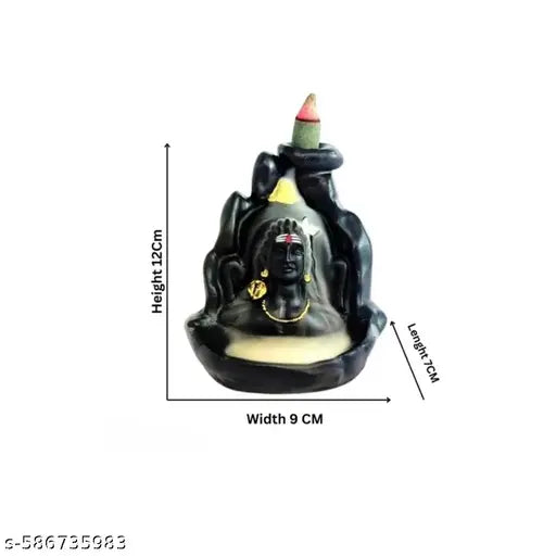 Combo Pack of 2 Handcrafted Idols Adiyogi and Kedarnath Backflow Temple Idol ree with 151 Incense Cones |Multicolor