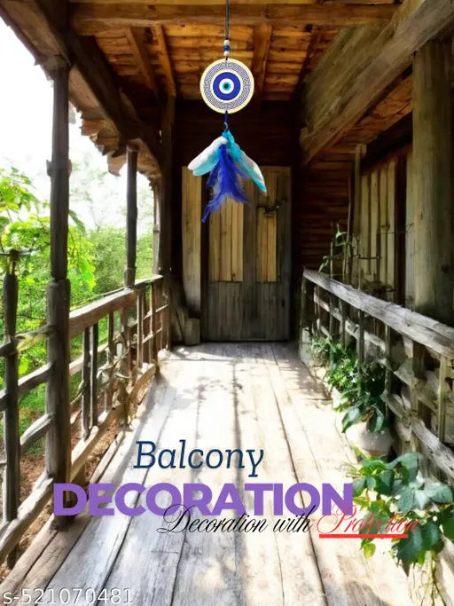 Jiyu Creation Designed Evil Eye Blue White Car Hanging | Nazar Battu Charm | Spiritual Protection Decor for Car & Home| Mandala Design (Blue Evil Eye)