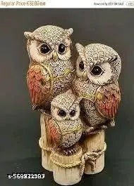 Owl of Athena Symbol of Wisdom Figurine Couple Collectible Miniature Home Decor Beige Statue Shelf sitter Ornament Bird Sculpture Animal Gift