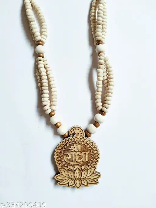 Shri Radha Tulsi Mala Pendate  3 Lade Tulsi Beaded Chain. Tulsi mala  Shree Radha