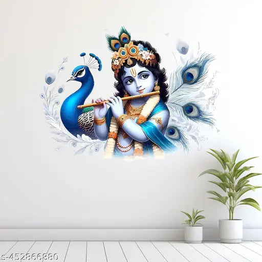 Little Krishna Jii With Peacock Wall sticker and Murals