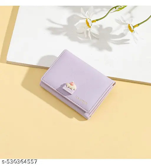 Women's Wallet with Cute Ice Cream Design – Small PU Leather Card Holder for Girls & Women