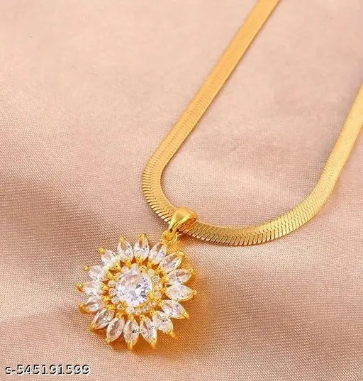 Zirconia Copper Pendant Luxurious Flower Pendant Necklace