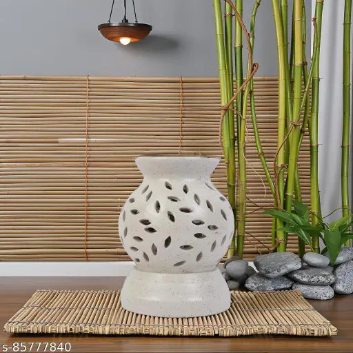 Kraftlik Handicrafts Ceramic Electric Aroma Oil Diffuser (Mataki Shape) – T-Light & Lamp Fragrance Burner with Lavender & Sandalwood Oils (10ml Each) for Home, Office & Spa