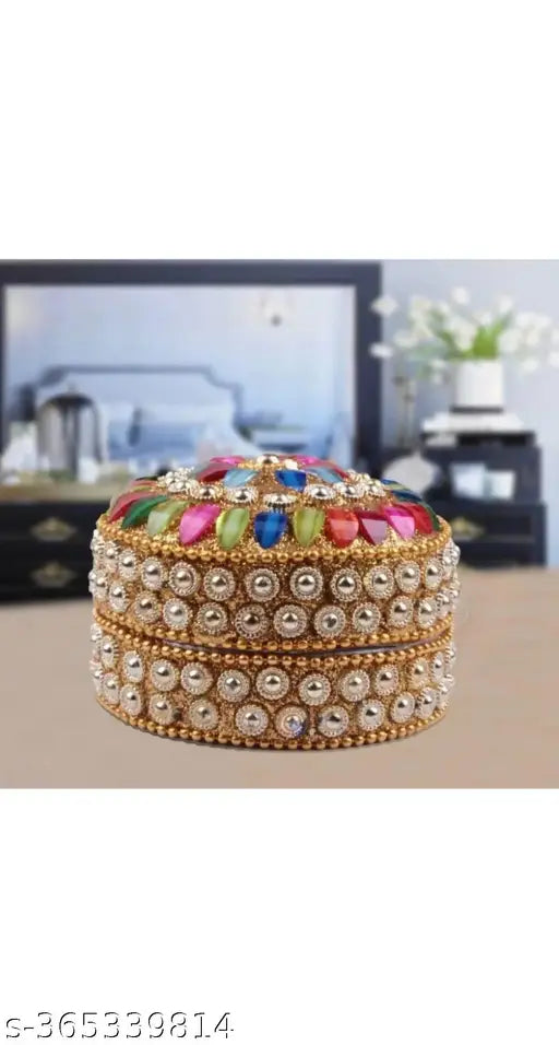 Sindoor dani Sindoor box Showpiece decorative gift purpose ( 7 cm. , 6 cm , 5 cm PACK OF 3 ) Multicolour