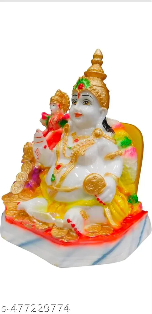 > “Kuber Lakshmi Ji Idol 10 cm | Marble Look Decorative Murti for Home Temple | Wealth Goddess Showpiece | Diwali Pooja Gift | Festival Home Decor Item”