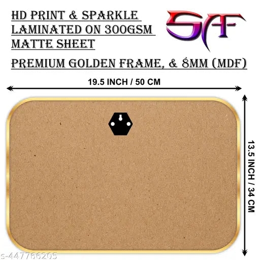 SAF Premium Paintings Lord Buddha Religious with Sparkle Lamination Finished Surface Golden Slim Frame For Home/Office/Living Room/Hotel/ 50 cm x 34 cm Large Size, MG480