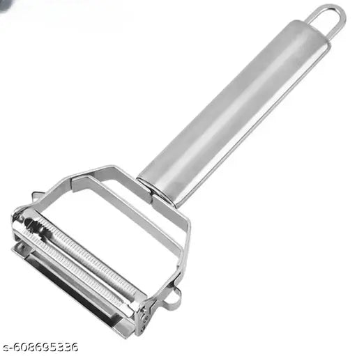 Stainless Steel 2 in 1 Julienne Vegetable Peeler Multi-Functional Fruit Vegetable Shredder Slicer Double Planing Cutter Potato Cucumber Carrot Melon Grater (Silver)