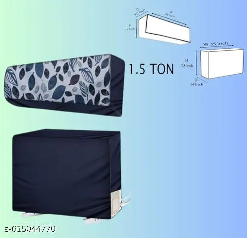 Split Ac Cover With Indoor and Outdoor Unit for 1.5 Ton Capacity Water Resistance & DustProof (Blue Leaf)