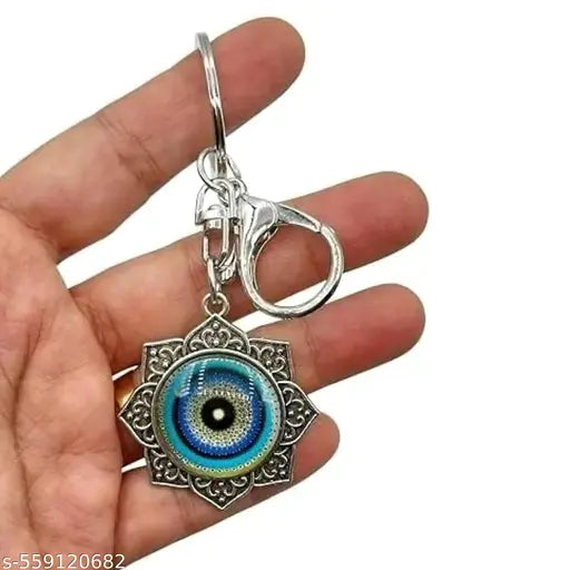 ZenithOnline Presents Trending Trendy Turkish Evil Eye Keychain – Buri Nazar Protection Amulet, Stylish Silver-Colored Keychain with Blue Evil Eye Design, Perfect for Bags, Keys, or as a Gift – Handmade & Unique Charm for Good Luck and Spiritual Protectio