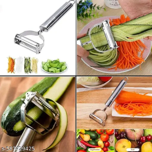 2 in 1 peeler, julienne vegetable cutter, stainless steel slicer, potato peeler, fruit cutter, veggie shredder, salad maker tool, multifunctional kitchen gadget, cucumber peeler, carrot slicer,