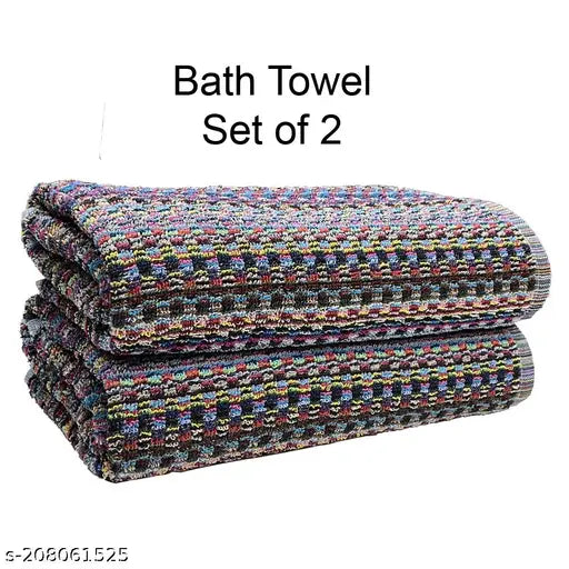 STAMIO 350 GSM Cotton Bath Towels Combo 70 X 140 cm (Set of 2) | Full Size Bath Towel for Men, Women and Kids